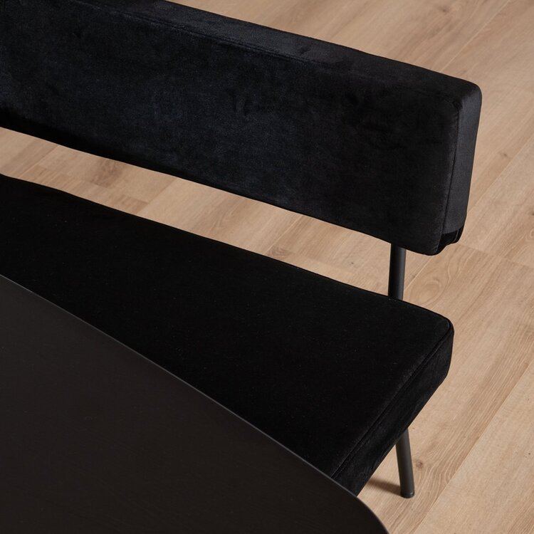 Banc de salle à manger en velours Espen noir 190 cm