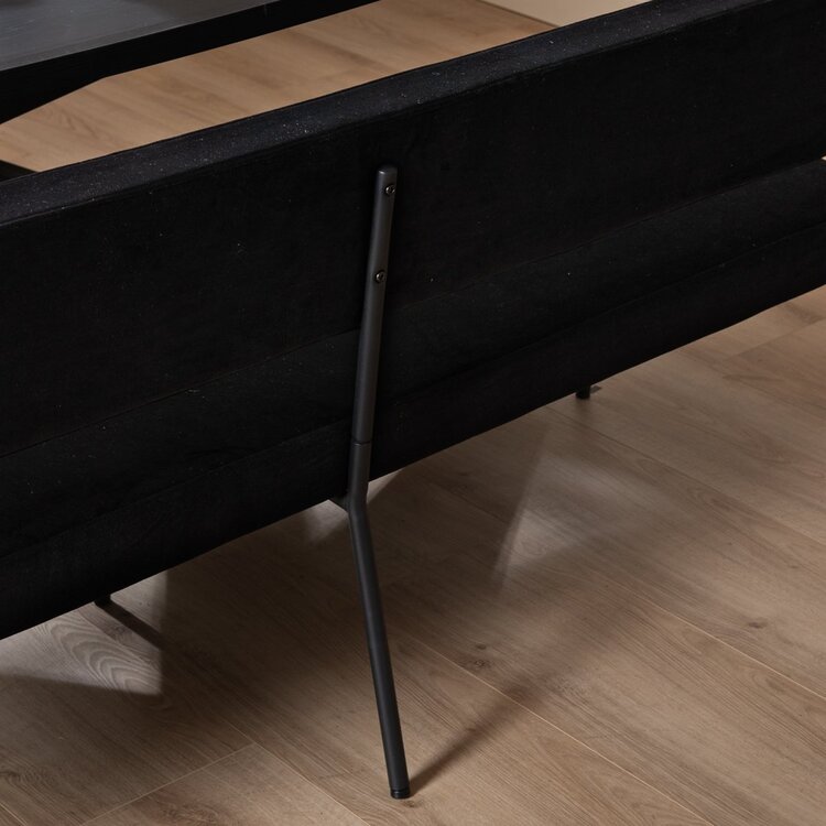 Banc de salle à manger en velours Espen noir 190 cm