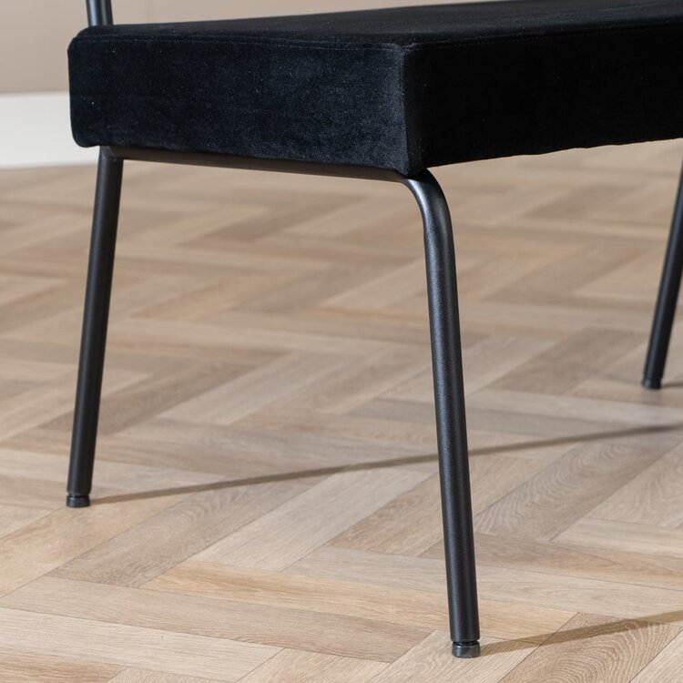 Banc de salle à manger en velours Espen noir 190 cm