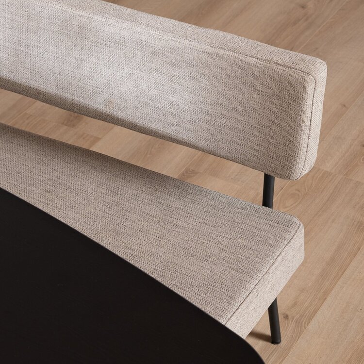 Banc de salle à manger scandinave Espen taupe tissu recyclé 190 cm