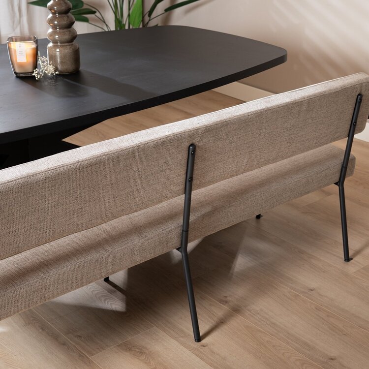 Banc de salle à manger scandinave Espen taupe tissu recyclé 190 cm