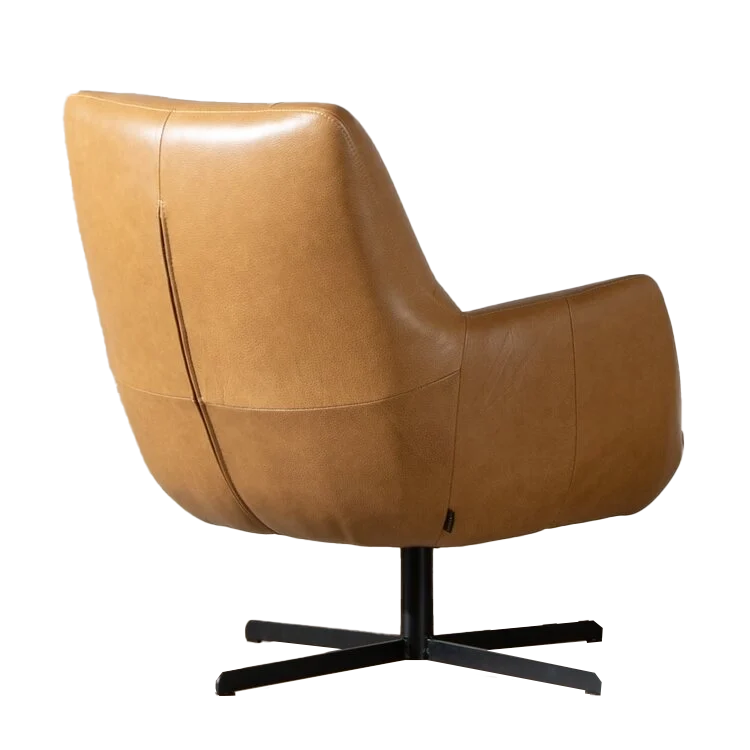 Fauteuil pivotant Stella cuir cognac