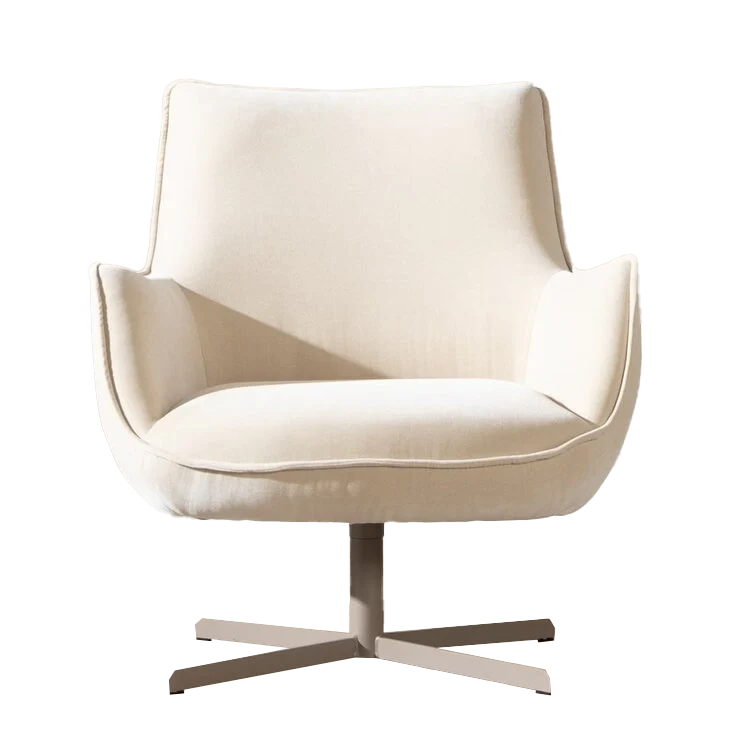 Fauteuil pivotant en velours Stella beige