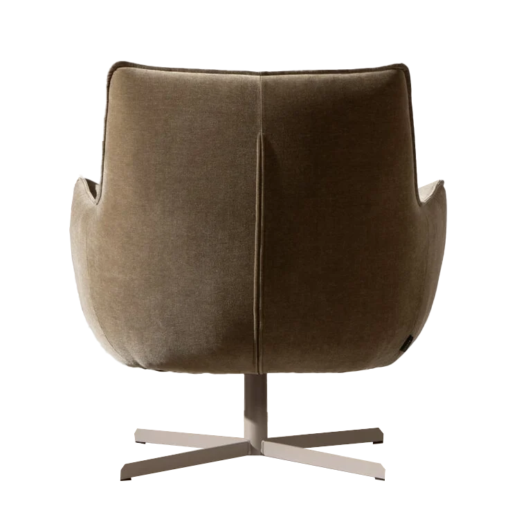 Fauteuil pivotant en velours Stella marron