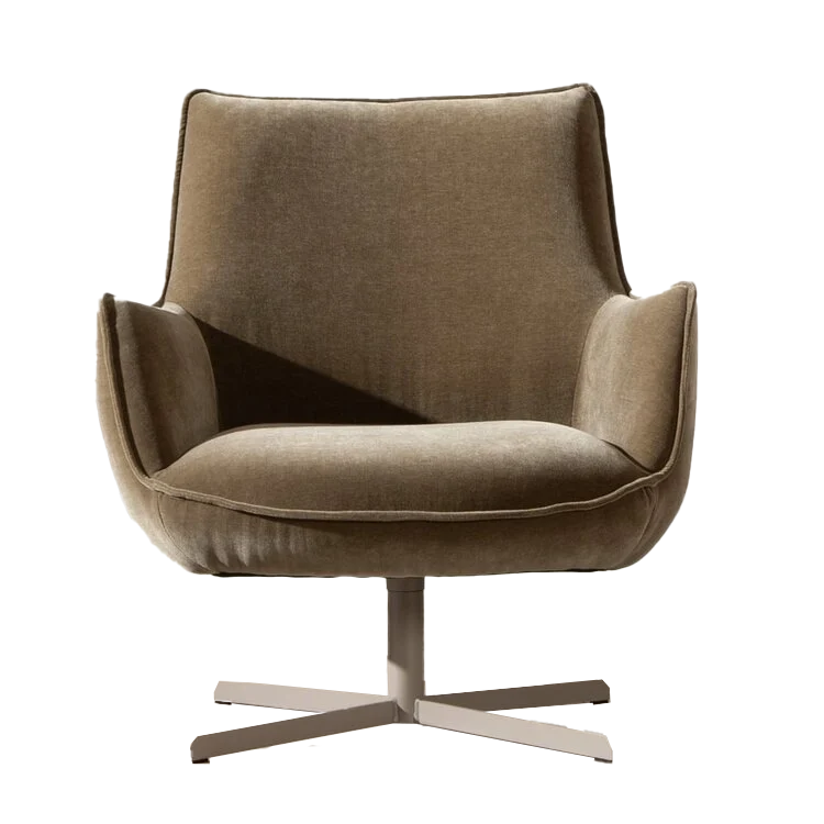 Fauteuil pivotant en velours Stella marron