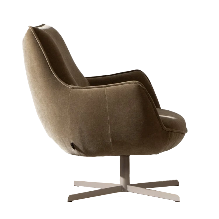 Fauteuil pivotant en velours Stella marron