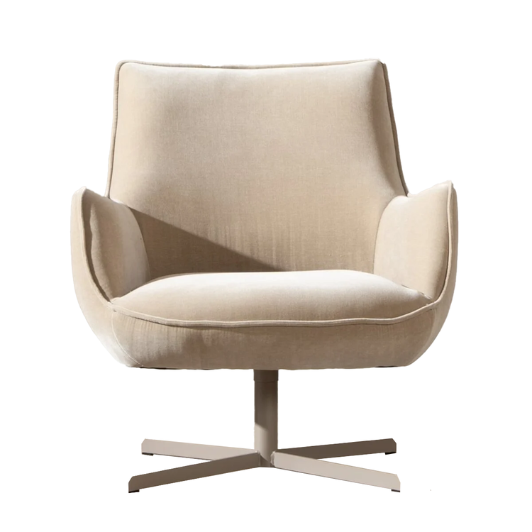 Fauteuil pivotant en velours Stella taupe