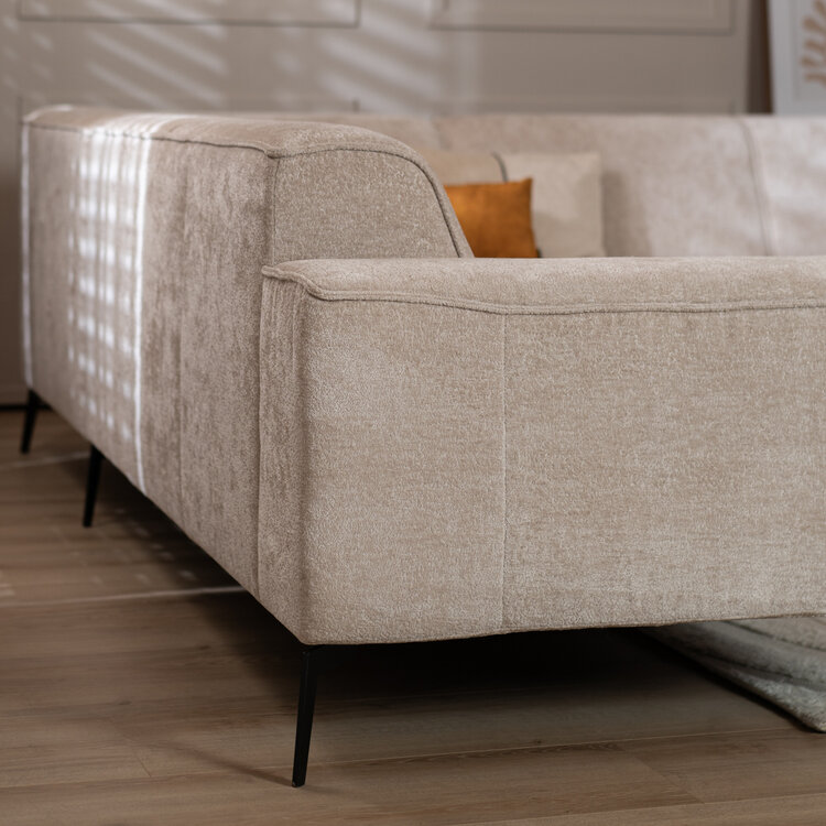 Canapé d'angle scandinave Vegas blanc tissu chenille gauche/droit