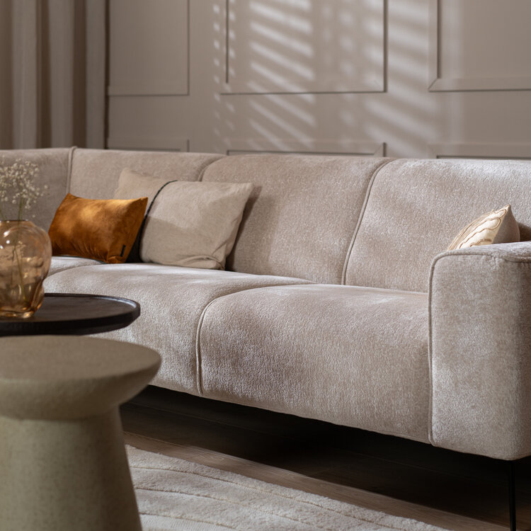 Canapé d'angle scandinave Vegas blanc tissu chenille gauche/droit