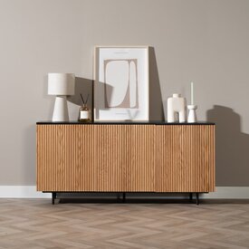 Buffet Haley noir / chêne blanc 160 cm