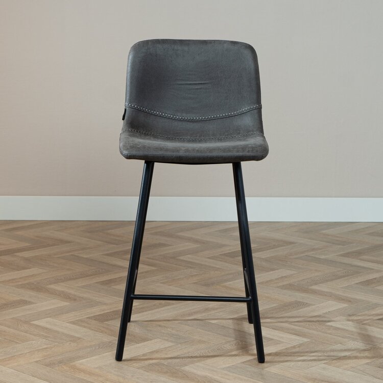 Tabouret de bar industriel Mikky anthracite eco-cuir 65-78 cm