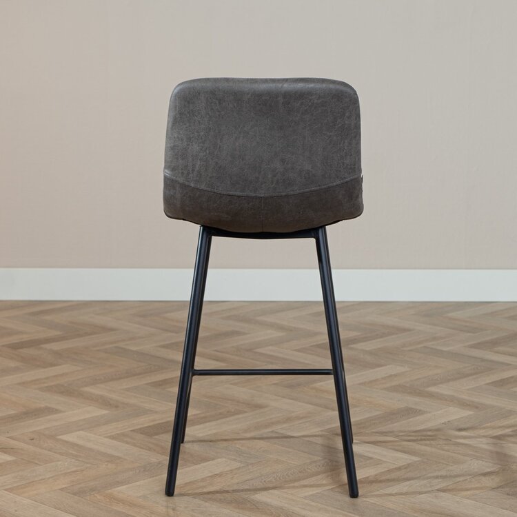 Tabouret de bar industriel Mikky anthracite eco-cuir 65-78 cm