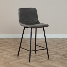 Tabouret de bar industriel Mikky anthracite eco-cuir 65-78 cm