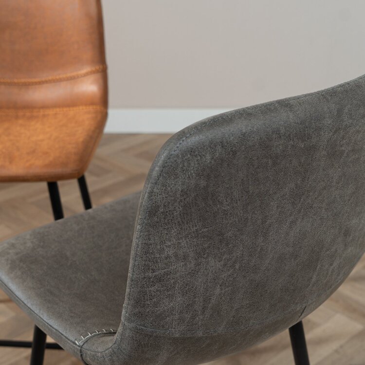 Tabouret de bar industriel Mikky anthracite eco-cuir 65-78 cm