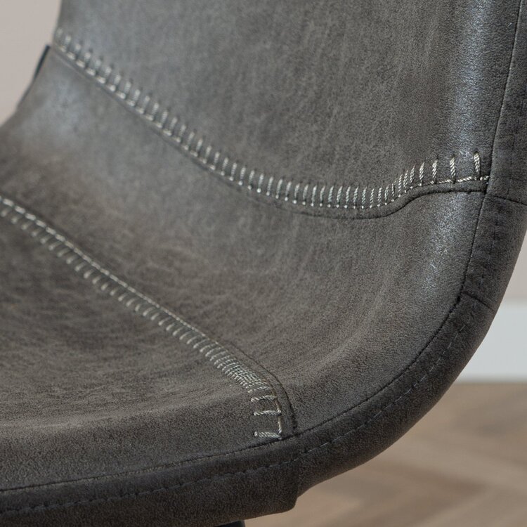 Tabouret de bar industriel Mikky anthracite eco-cuir 65-78 cm