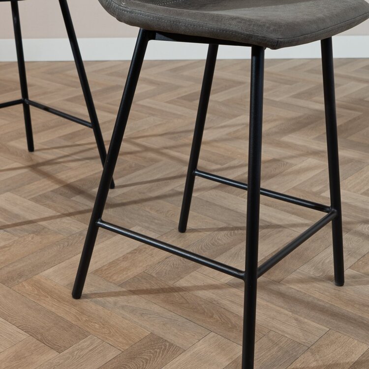 Tabouret de bar industriel Mikky anthracite eco-cuir 65-78 cm