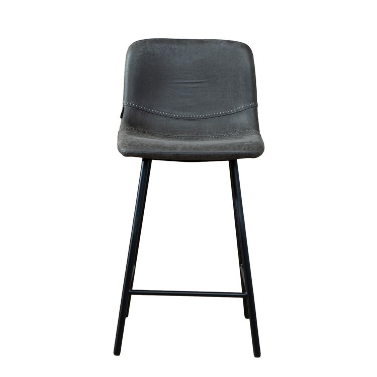 Tabouret de bar industriel Mikky anthracite eco-cuir 65-78 cm