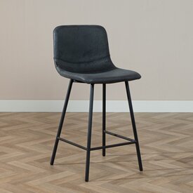 Tabouret de bar industriel Mikky noir eco-cuir 65-78 cm