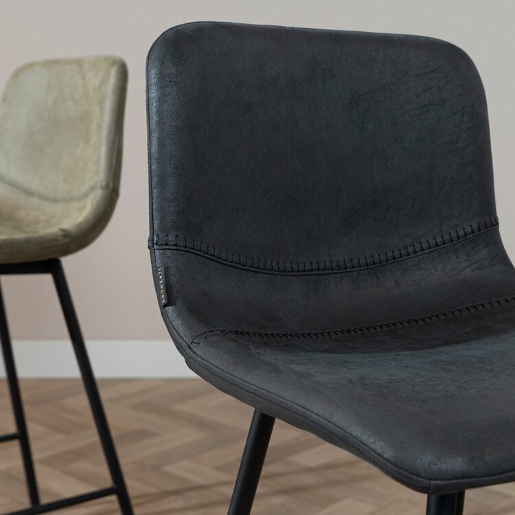 Tabouret de bar industriel Mikky noir eco-cuir 65-78 cm