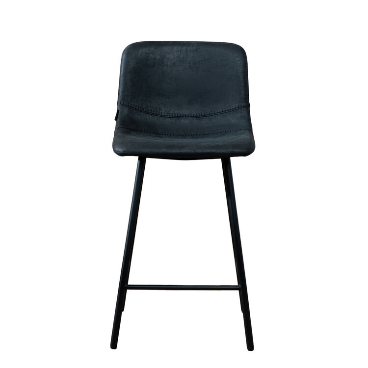 Tabouret de bar industriel Mikky noir eco-cuir 65-78 cm