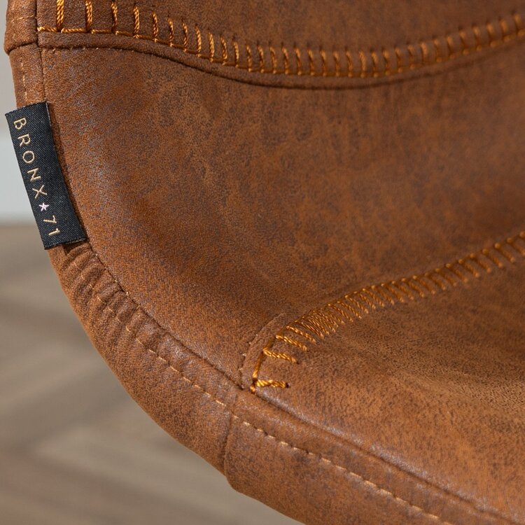 Tabouret de bar industriel Mikky cognac eco-cuir 65-78 cm