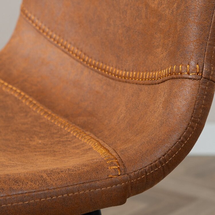 Tabouret de bar industriel Mikky cognac eco-cuir 65-78 cm