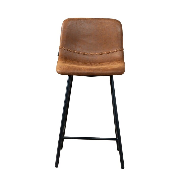 Tabouret de bar industriel Mikky cognac eco-cuir 65-78 cm