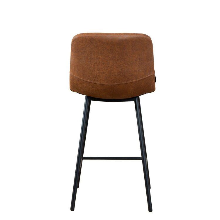 Tabouret de bar industriel Mikky cognac eco-cuir 65-78 cm