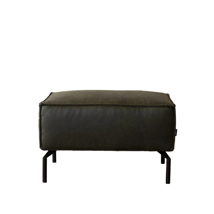 Pouf industriel Kansas vert olive