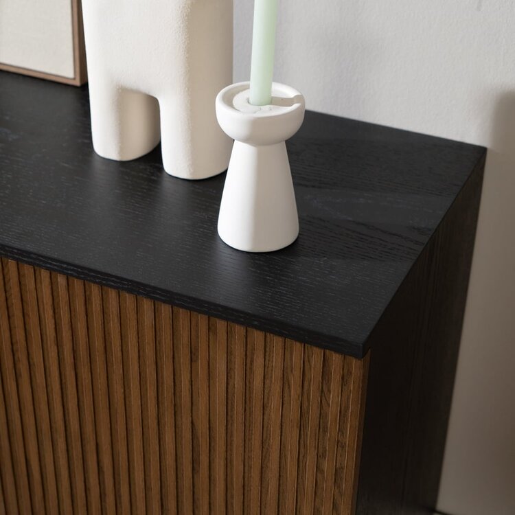 Buffet Haley noir / chêne rustique 160 cm