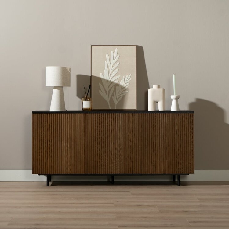 Buffet Haley noir / chêne rustique 160 cm