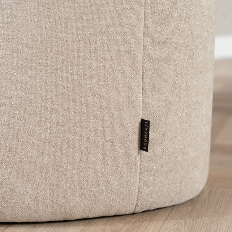 Pouf arrondi Lune demi-lune tissu chenille beige