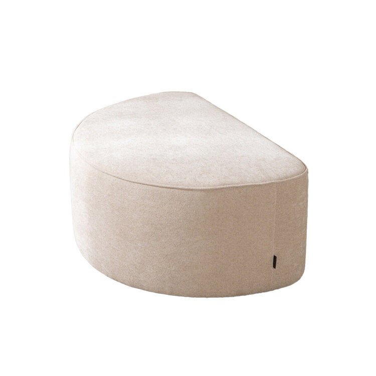 Pouf arrondi Lune demi-lune tissu chenille beige