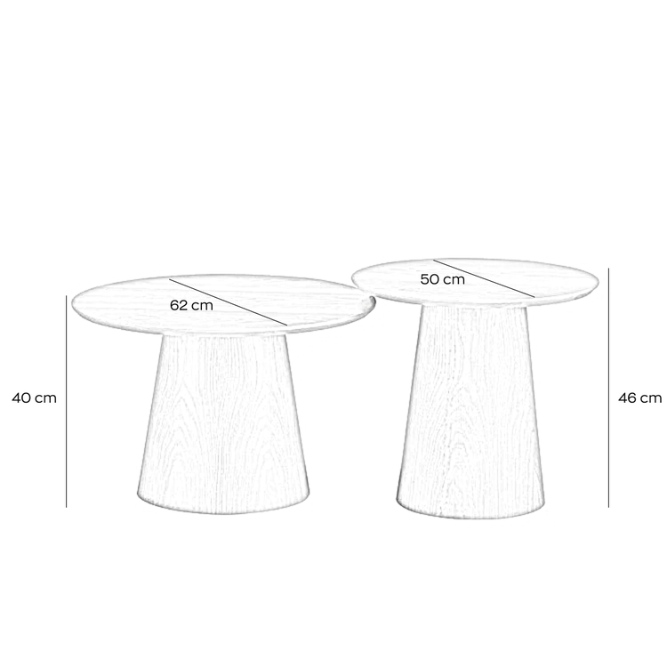 Set de tables basses Ash chêne blanc