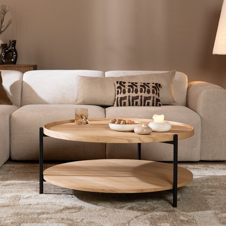 Table basse Ø90 cm Rio chêne blanc