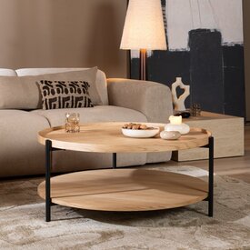 Table basse Ø90 cm Rio chêne blanc