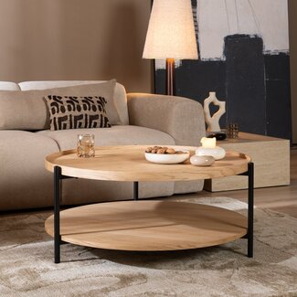 Table basse Ø90 cm Rio chêne blanc