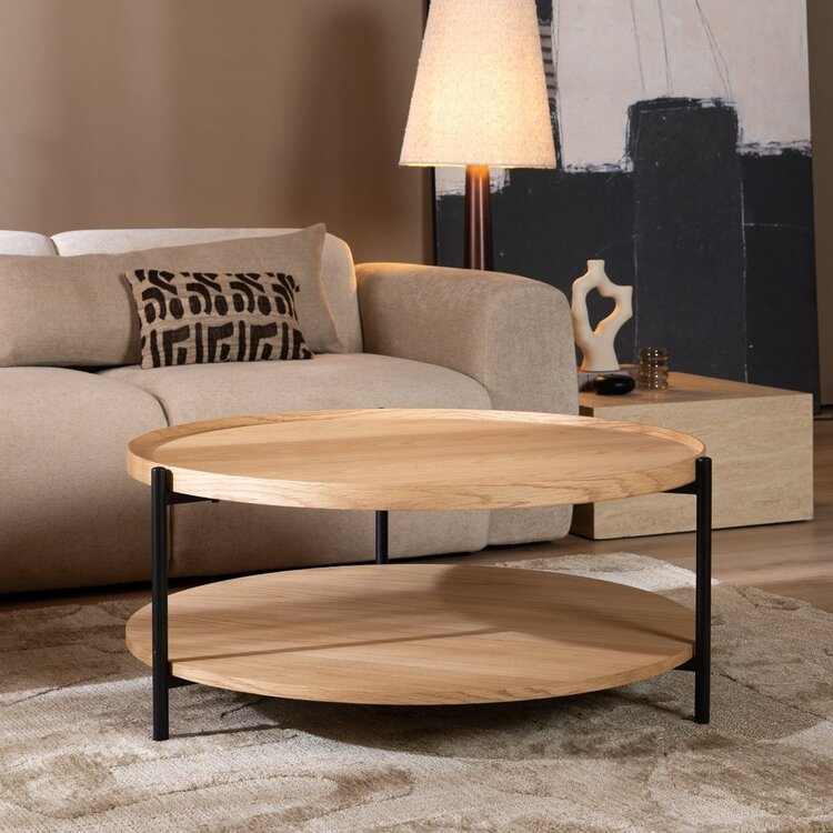 Table basse Ø90 cm Rio chêne blanc