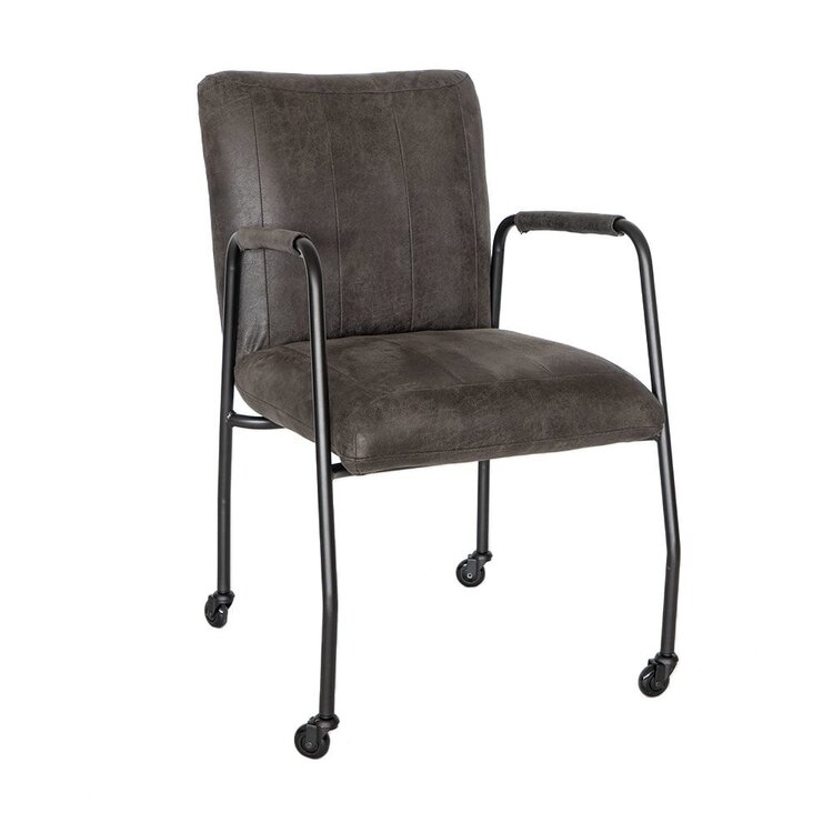 Chaise de salle à manger roulettes Mila éco-cuir anthracite