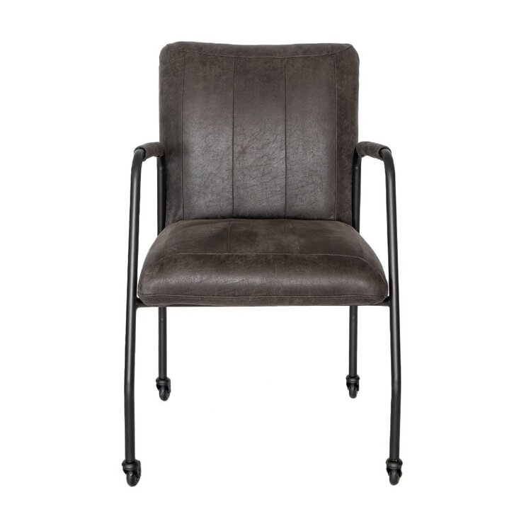 Chaise de salle à manger roulettes Mila éco-cuir anthracite