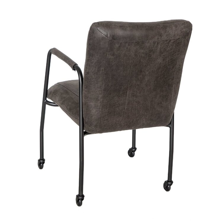 Chaise de salle à manger roulettes Mila éco-cuir anthracite