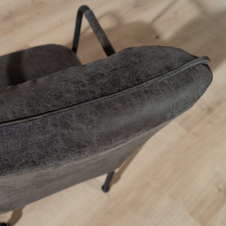 Chaise de salle à manger roulettes Mila éco-cuir anthracite