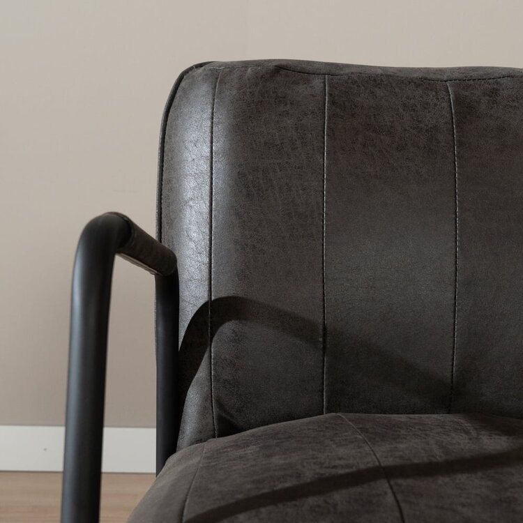 Chaise de salle à manger roulettes Mila éco-cuir anthracite