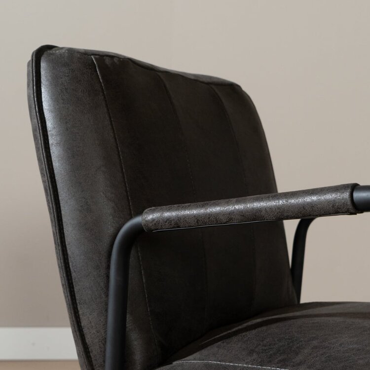 Chaise de salle à manger roulettes Mila éco-cuir anthracite