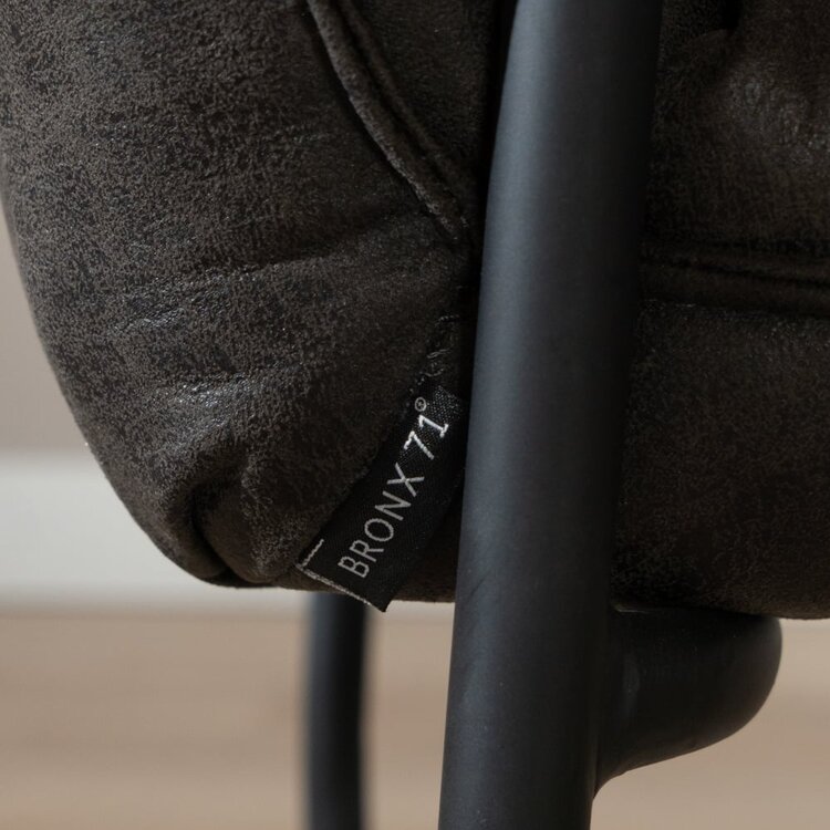 Chaise de salle à manger roulettes Mila éco-cuir anthracite