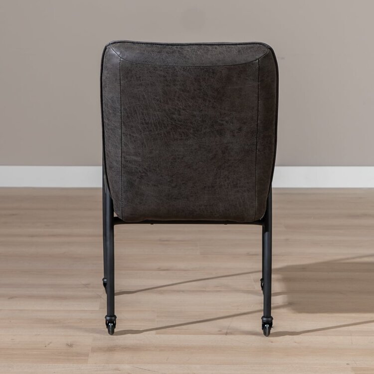 Chaise de salle à manger roulettes Mila éco-cuir anthracite