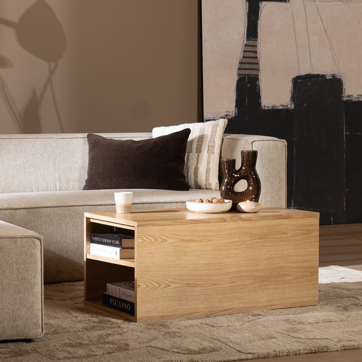 Table d'appoint 88x46 cm Jaxx chêne blanc