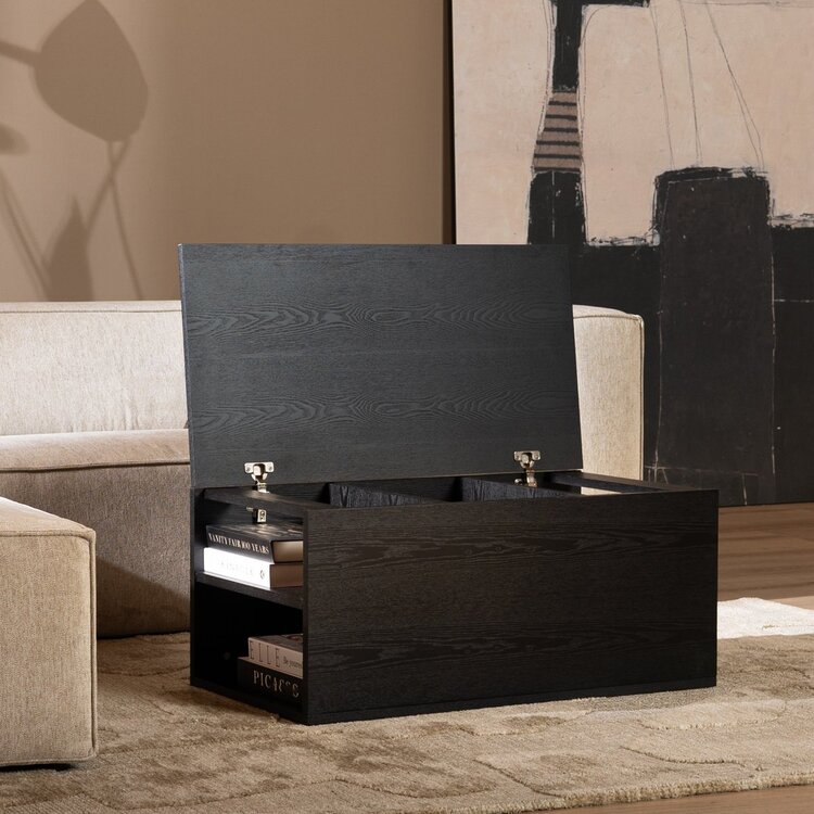 Table d'appoint 88x46 cm Jax chêne noir