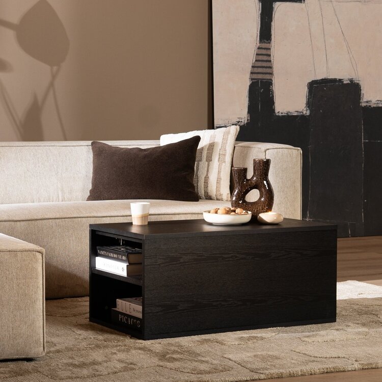 Table d'appoint 88x46 cm Jax chêne noir