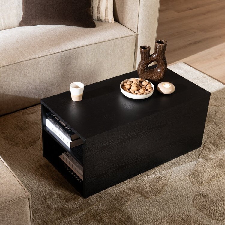 Table d'appoint 88x46 cm Jax chêne noir